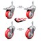 Service Caster 4 Inch Red Polyurethane Swivel 10mm Stem Caster Total Lock Brake SCC, 2PK SCC-TSTTL20S414-PPUB-RED-M1015-2-S-2 - alternate 1